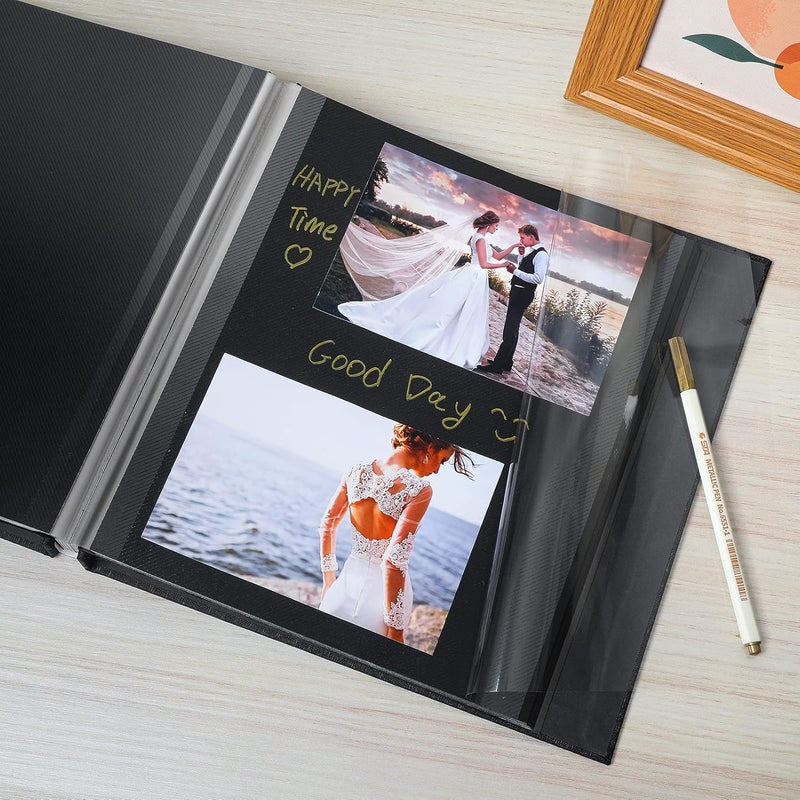 Spbapr Large Photo Album Self Adhesive Linen Cover Magnetic Scrapbook Album DIY Scrap Book 40 Black Sticky Pages for 3x5 4x6 5x7 8x10 Pictures with A Metal Pen - Image 4